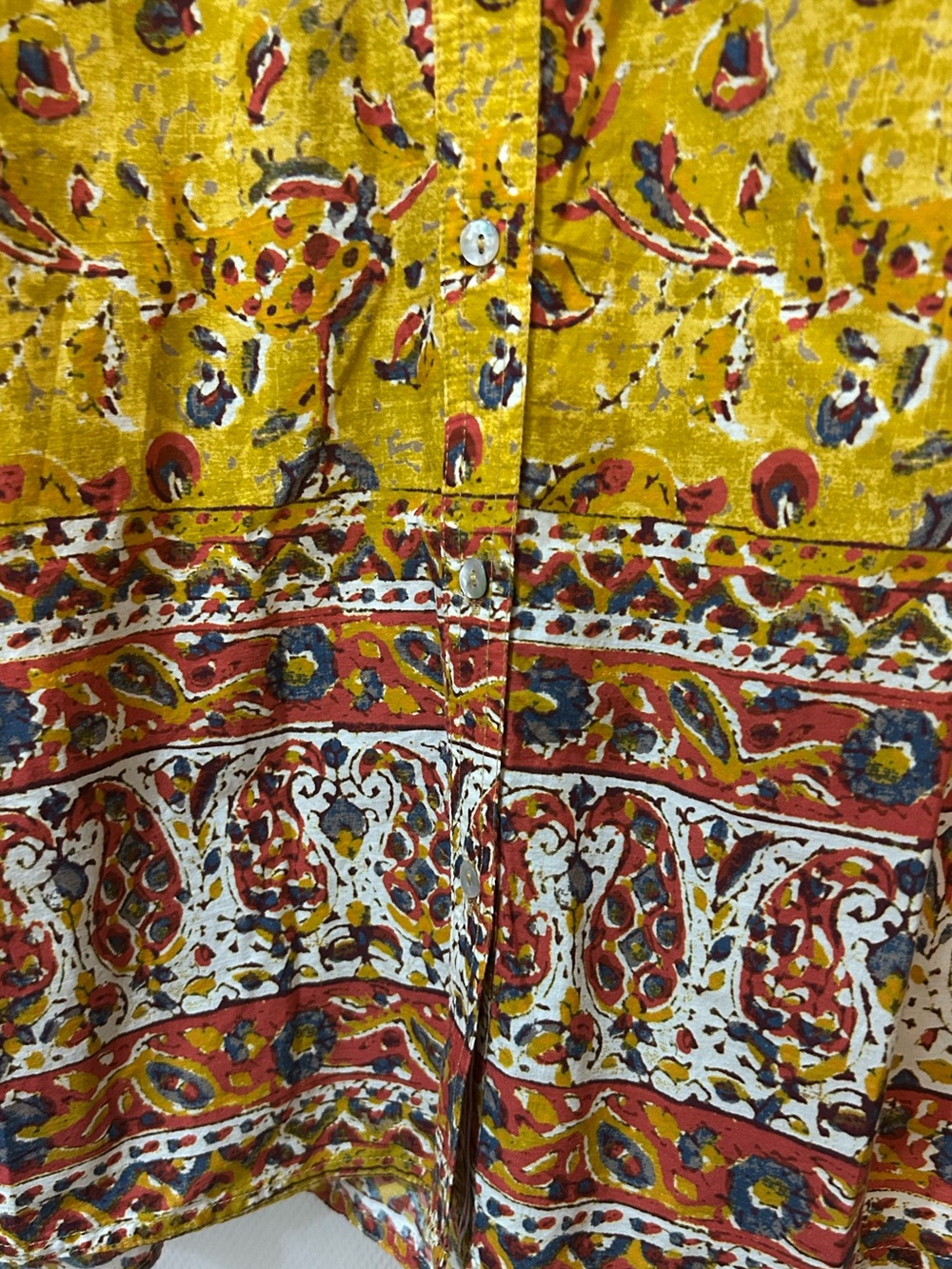 Sundance Mustard Paisley Button-Front Cotton Blouse XXL - Picture 6 of 9
